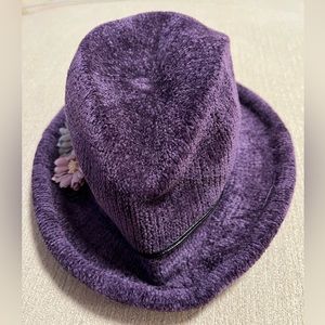 Purple Bucket Hat with flowers (NWOT)